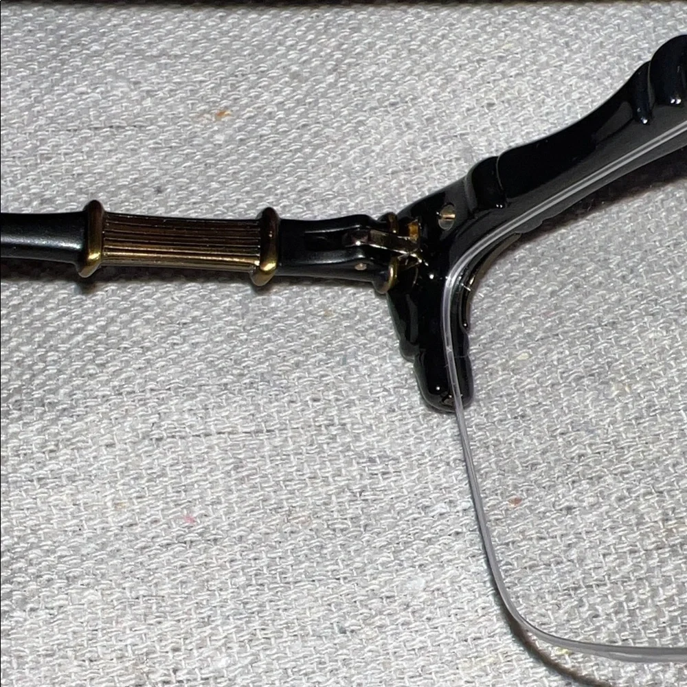 Gucci Black and Gold Eyeglasses with Case